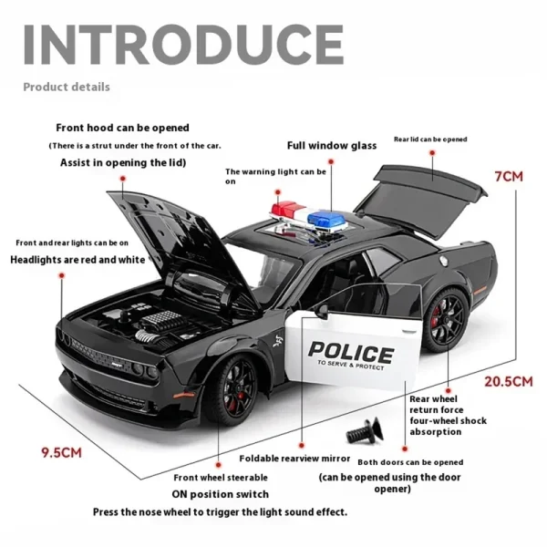 ماشین فلزی چه ژی طرح پلیس مدل Dodge Challenger SRT کد CZ172AJ