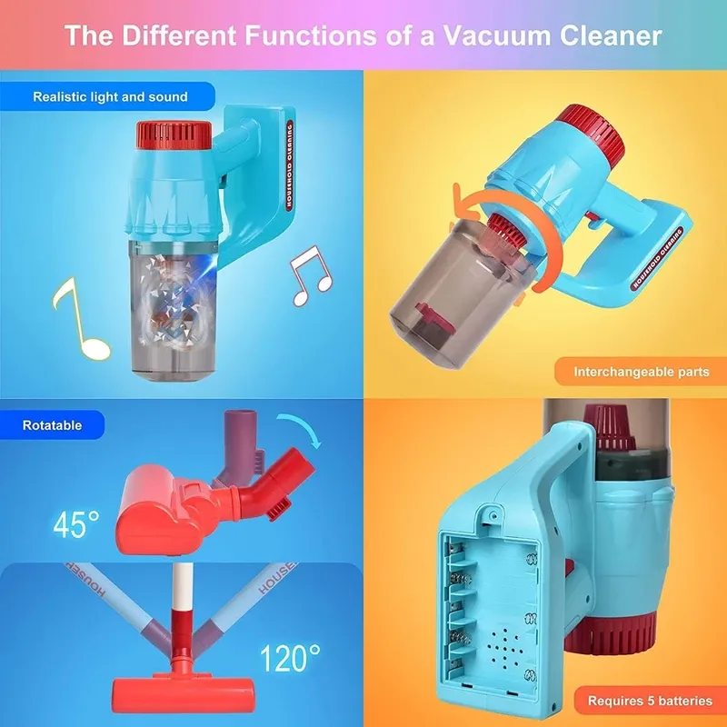 جاروبرقی اسباب بازی مدل Vacuum Cleaner موزیکال چراغدار کد HJ609