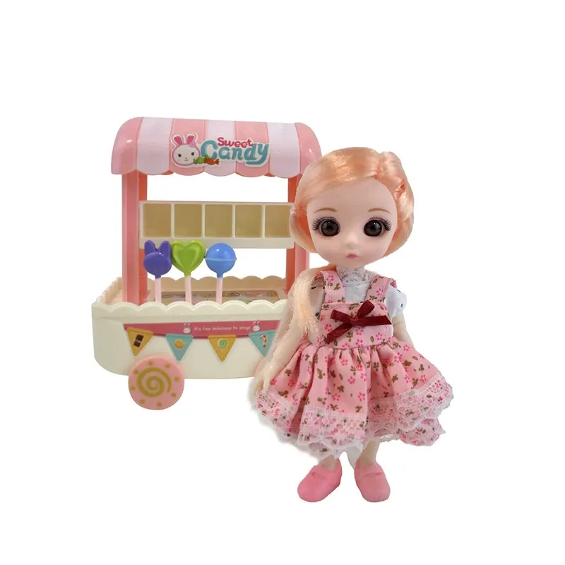 عروسک مدل دختر چشم تیله ای طرح چرخ بستنی ارتفاع 16 سانتی متر