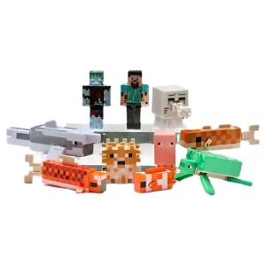 اکشن فیگور بازی ماینکرفت مدل استیو به همراه Ocean Mobs مجموعه 10 عددی
