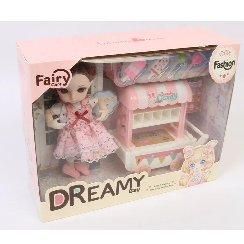 عروسک مدل دختر چشم تیله ای طرح چرخ بستنی ارتفاع 16 سانتی متر