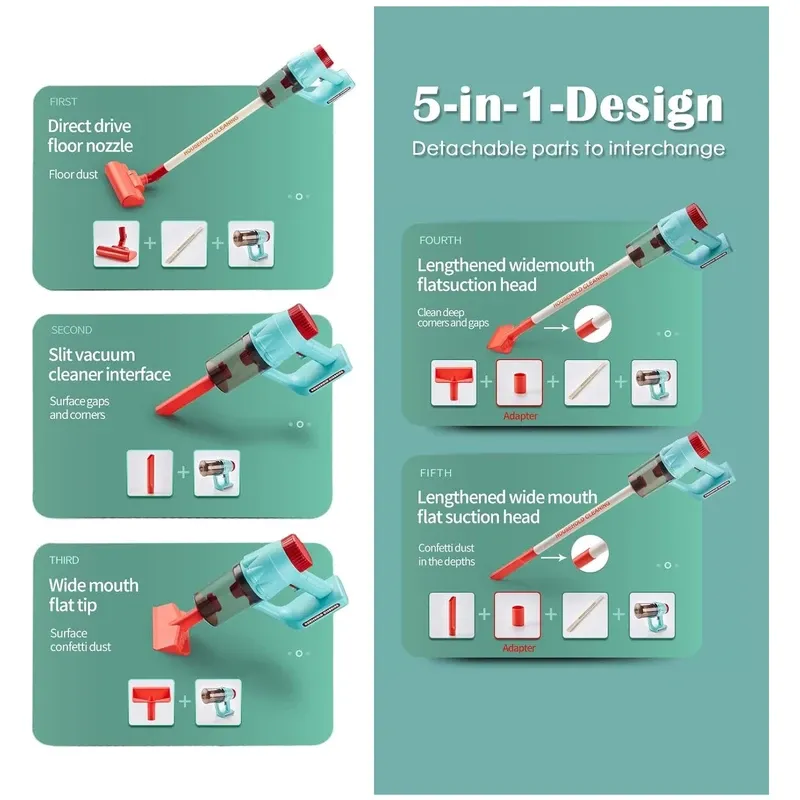 جاروبرقی اسباب بازی مدل Vacuum Cleaner موزیکال چراغدار کد HJ609