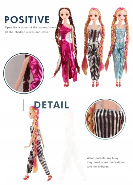 عروسک مدل دختر گیسوکمند کد ZR-078 ارتفاع 30 سانتیمتر