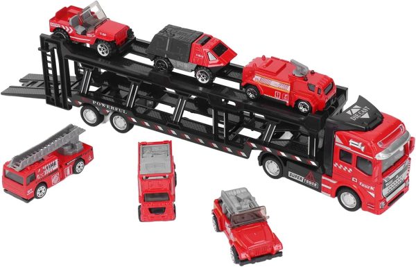 ماشین بازی مدل تریلی حمل ماشین Truck King مجموعه 7 عددی کد 2212