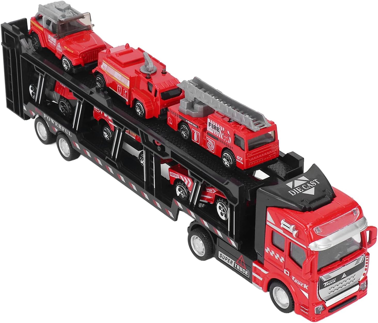 ماشین بازی مدل تریلی حمل ماشین Truck King مجموعه 7 عددی کد 2212