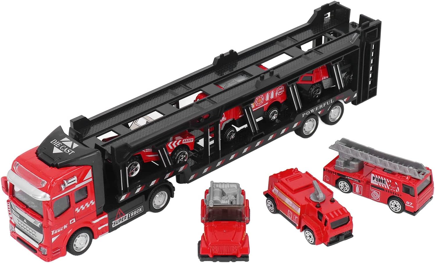 ماشین بازی مدل تریلی حمل ماشین Truck King مجموعه 7 عددی کد 2212