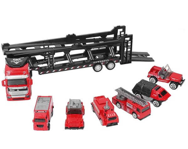 ماشین بازی مدل تریلی حمل ماشین Truck King مجموعه 7 عددی کد 2212