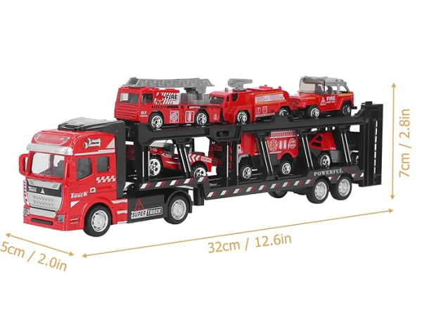 ماشین بازی مدل تریلی حمل ماشین Truck King مجموعه 7 عددی کد 2212