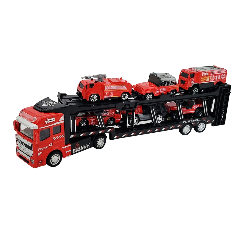 ماشین بازی مدل تریلی حمل ماشین Truck King مجموعه 7 عددی کد 2212