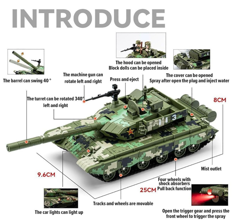 تانک بازی چه ژی مدل T99A دودزا کد CZ64A