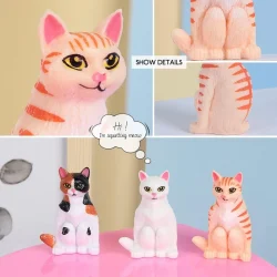 فیگور مدل گربه های نشسته طرح squat cats مجموعه 6 عددی کد SC821
