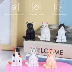 فیگور مدل گربه های نشسته طرح squat cats مجموعه 6 عددی کد SC821
