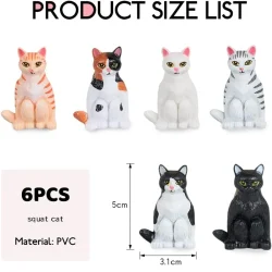 فیگور مدل گربه های نشسته طرح squat cats مجموعه 6 عددی کد SC821