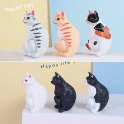 فیگور مدل گربه های نشسته طرح squat cats مجموعه 6 عددی کد SC821