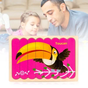 بازی آموزشی پازل دو وجهی طرح توکان و خرس کد TB193