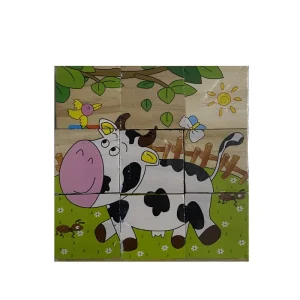 بازی آموزشی پازل چوبی 6 وجهی 9 تکه طرح حیوانات مزرعه کد PV108