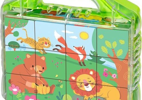 پازل شش وجهی 12 تکه مکعب های تصویری طرح آشنایی با جانوران